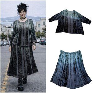 VOLUP Vintage 90s Ethereal Fairy Velvet Skirt & Top Set 6XL
